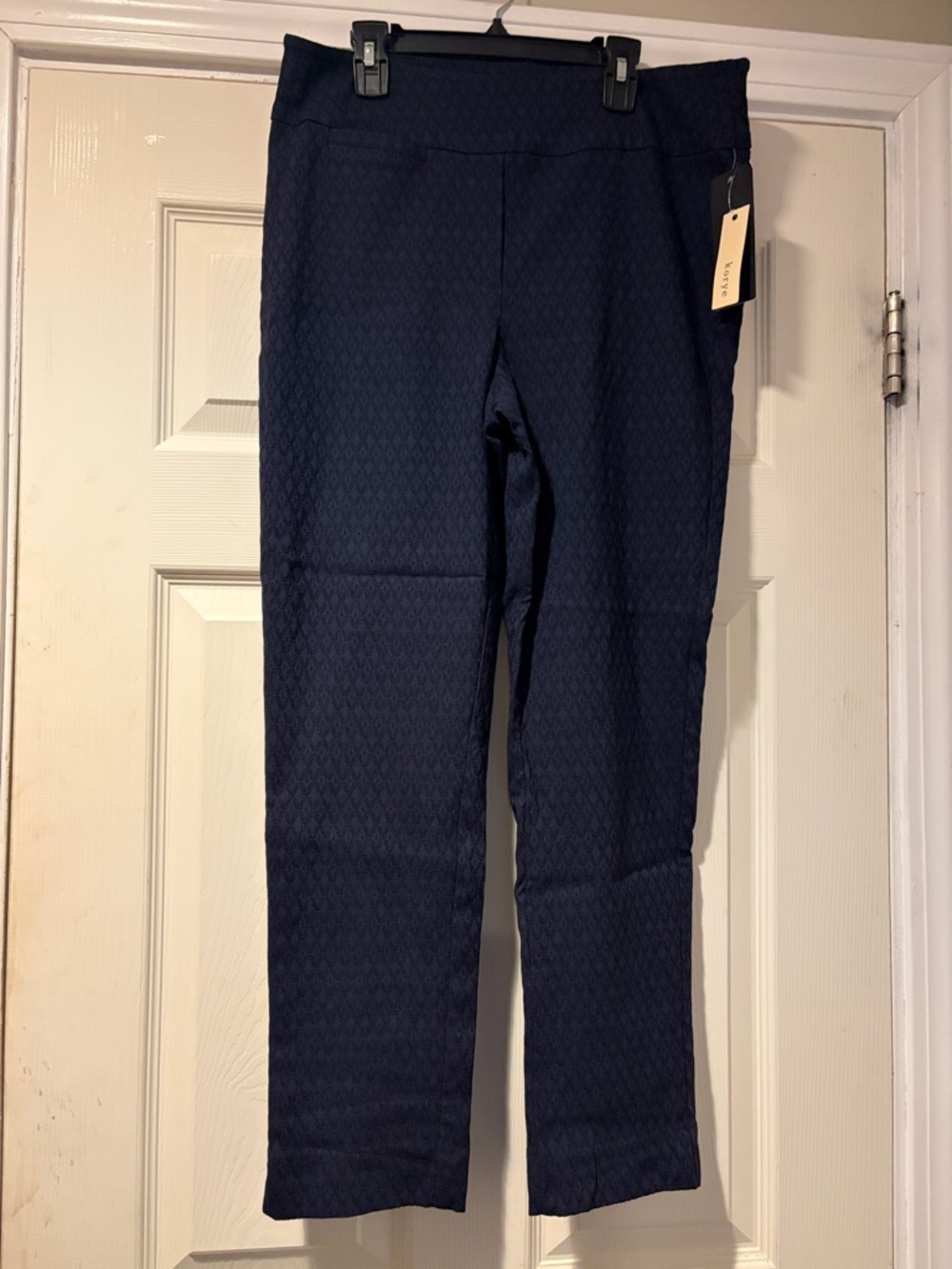 Women's Straight Leg Textured Pants in Navy 1XL